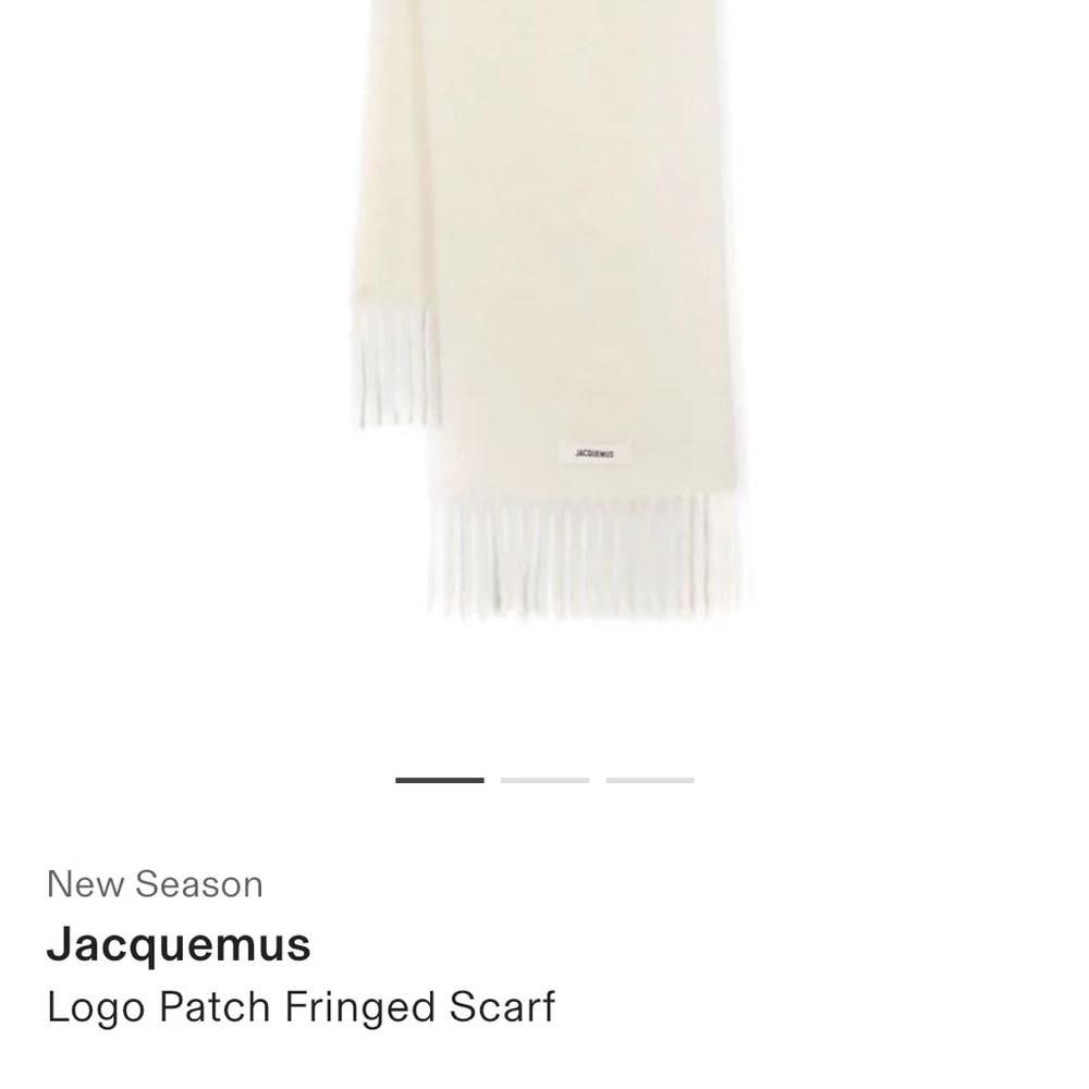 Jacquemus Cream Logo Patch Fringed Scarf